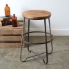 Industrial Wood Top Stool