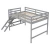 Full Loft Bed with Platform,ladder,Grey