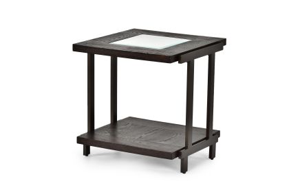 Sophisticated Rustic Industrial End Table - Rich Wood Tabletop, Roomy Bottom Shelf - Stylized Iron Frame, Unique Accent Piece