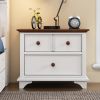 Wooden Captain Two-Drawer Nightstand Kids Night Stand End Side Table for Bedroom, Living Room, Kids' Room, White+Walnut