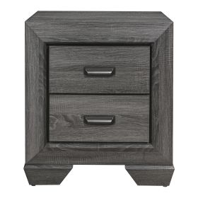 Gray Finish 1pc Nightstand of 2x Drawers Wooden Bedroom Furniture Contemporary Design Rustic Aesthetic