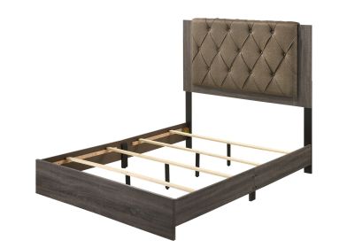 ACME Avantika Eastern King Bed, Fabric & Rustic Gray Oak 27677EK