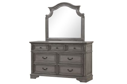 Traditional Style 7-Drawer Dresser made with wood in Rustic Gray