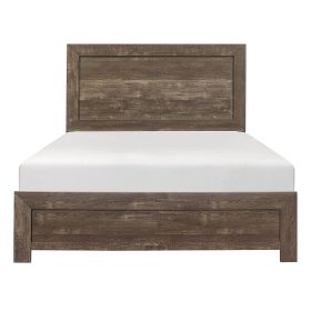 Simple Look Rustic Brown Finish 1pc Queen Size Bed Panel Headboard Footboard Formal Bedroom Furniture