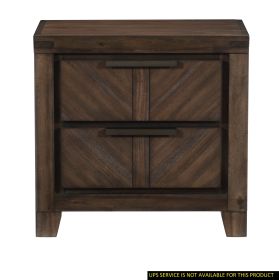 Modern-Rustic Design 1pc Wooden Nightstand of Drawers Distressed Espresso Finish Plank Style Detailing Bedroom Furniture