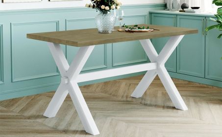 TOPMAX Farmhouse Rustic Wood Kitchen Dining Table with X-shape Legs, Gray Green