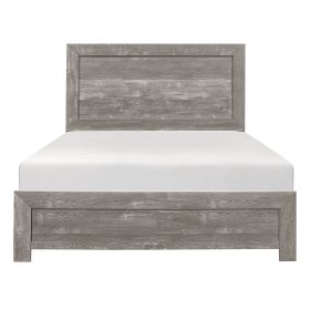 Rustic Gray Finish California King Size Panel Bed Wooden Bedroom Furniture 1pc, Bed in a Box