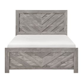 Contemporary Rustic Gray Finish Queen Size Panel Bed Wooden Bedroom Furniture 1pc, Bed in a Box