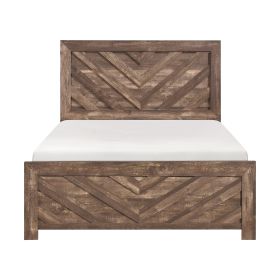 Rustic Brown Finish Contemporary Full Size Panel Bed Wooden Bedroom Furniture 1pc, Bed in a Box