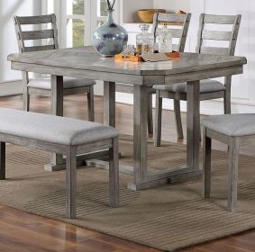 Dining Table Gray Color Diamond Wood Grain Pattern 1pc Table Wire-brushed Finish