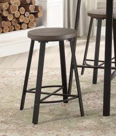 Set of 2 Counter Height Stools Gray Metal Finish Rustic Industrial Style Furniture