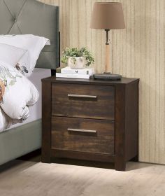 Rustic 1pc Nightstand Wooden Mahogany Finish Bedside Table 2-Drawers Classic Bedroom Furniture