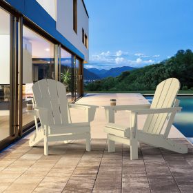 Folding Adirondack Chair with Cup holder, Fire Pit Chair,Patio Outdoor Chairs All-Weather Proof HDPE Resin for BBQ Beach Deck Garden Lawn Backyard (Wh