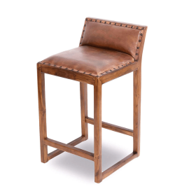 Gavin 25'' Solid Wood Genuine Leather Counter Stool