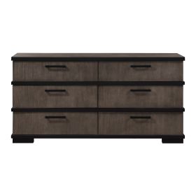 Two-Tone Brown Black Finish 6-Drawers Dresser 1pc Modern Industrial Design Bedroom Furniture