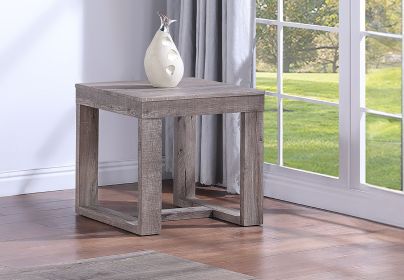 1pc Contemporary End Table Rustic Brown Gray Tan Finish Living Room Wooden Furniture