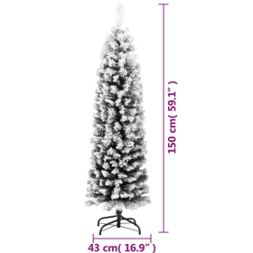 Slim Artificial Christmas Tree With Flocked Snow Green 5 Ft PVC