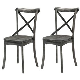 Rustic Grey Open Backrest Side Chairs (Set of 2)