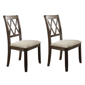 Beige and Salvage Brown Open Back Side Chairs (Set of 2)