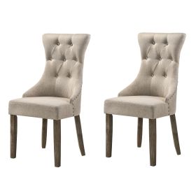 Beige and Reclaimed Grey Tufted Back Side Chairs (Set of 2)