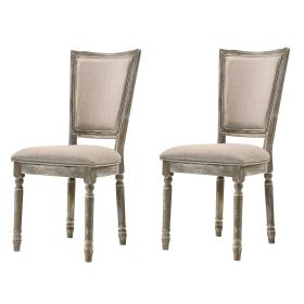 Beige and Reclaimed Grey Padded Seat Side Chairs (Set of 2)