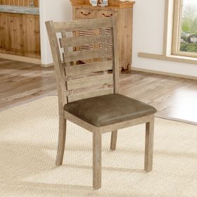 Set of 2 Dining Chairs Modern Farmhouse Rustic Look Distressed Design Ladderback Solid Wood