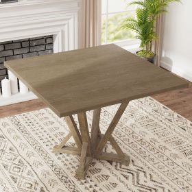 Modern Farmhouse Square Counter Table 45inch Solid Wood Rubberwood Antique Finishing Rustic Look Distressed Look Wire Brushed for 4 seaters 36inch hei