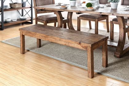 Rustic Elegance Wooden Seat 1pc Bench Bold Sturdy Design Rustic Oak Solidwood Frame Dining Room Furniture