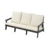 HIPS 3 Seater Sofa with Cushion, Outdoor Garden Sofa, Sofa Set for Porch, Poolside, Terrace, and Yard Grey/Beige