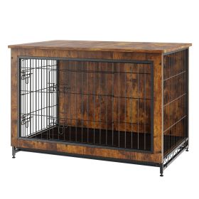 VEVOR Dog Crate Furniture, 38 inch Wooden Dog Crate with Double Doors, Heavy-Duty Dog Cage End Table with Multi-Purpose Removable Tray