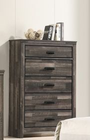 1pc Rustic Contemporary Brown Finish Five Storage Drawers Wooden Bedroom Furniture