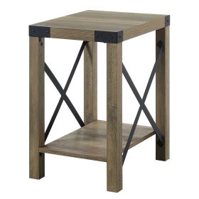 Rustic Oak End Table with Bottom Shelf