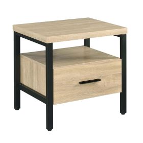 Oak and Black 1-drawer Accent Table