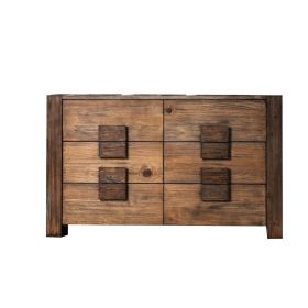 Transitional Style Poised Wooden Dresser, Rustic Natural Brown