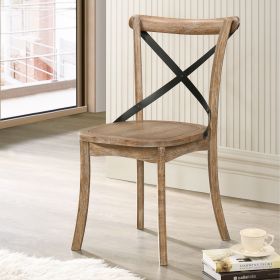 Rustic Oak Side Chair with Cross Back (Set of 2)