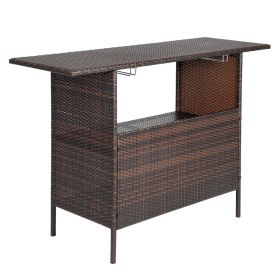 Brown Gradient Modern Fashion Simple Rattan Bar Table 139*46*94cm Can Hang Wine Glasses N004