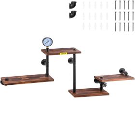 VEVOR Industrial Pipe Shelving, Pipe Shelves with 4-Tier Wood Planks, Rustic Floating Shelves Wall Mounted