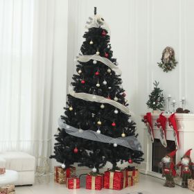 9ft Tall Artificial Christmas Tree, Unlit Xmas Tree with 2132 Branch Tips, Auto Open, Steel Base, Holiday Décor for Home Office, Black