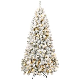 6ft Pre-lit Flocked Artificial Christmas Tree Environmentally Friendly Fireproof Artificial Christmas Flocked Tree