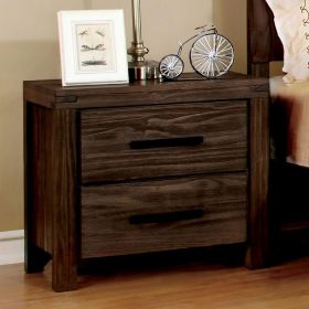 Rustic Style Wire-Brushed Rustic Brown 1pc Nightstand Bedroom Furniture Solid wood 2-Drawers bedside Table Metal Bar Handles