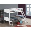 White Twin/Full Bunk Bed with Arched Headboard