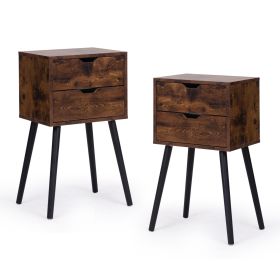 ightstand with 2 Drawers, Bedside Tables with Solid Wood Legs and Storage, End Table, Side Table, Bedside Furniture for Bedroom, Living Room