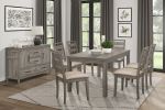 Weathered Gray Finish Rustic Style Dining Set 7pc Table and 6 Side Chairs Set Padded Seat Transitional Wooden Furniture