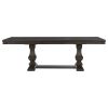 Traditional Style Wooden Dining Table 1pc w Separate Extension Leaf Double Pedestal Base Wire Brushed Rustic Brown Finish