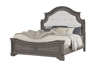 Grace Traditional Style Queen Bed Made with wood in Rustic Gray