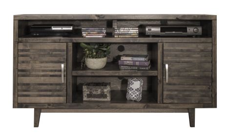 Bridgevine Home Avondale 62 Inch TV Stand Console for TVs up to 70 inches, No Assembly Required, Charcoal-Brown Finish