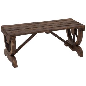 Outsunny 2-Person Wooden Garden Bench, Outdoor Wagon Wheel Porch Bench for Backyard Garden, Support 550 LBS, Rustic Country Style Patio Furniture