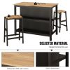 3 PCS Dining Table Set Rustic Retro Breakfast Table Dining Stools RubberWood for 2 with Two Open Shelves for Small Space Kitchen Dining Room (=W691656