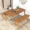 Solid Wood Dining Bench Entryway Bench with Rubber Wood Legs