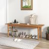 Solid Wood Dining Bench Entryway Bench with Rubber Wood Legs